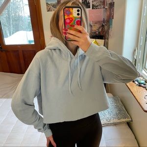 Urban Outfitters Light Blue Cropped Hoodie